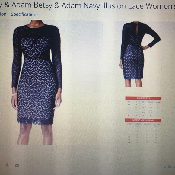 Betsy & Adam Navy Blue Sheath Cocktail Dress - Picture 2 of 2