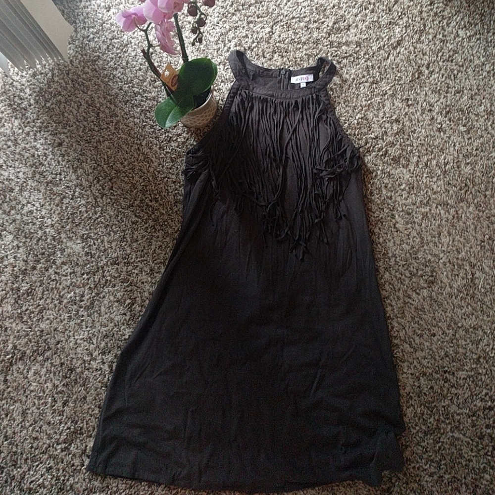 Lovely fringe neckline dress