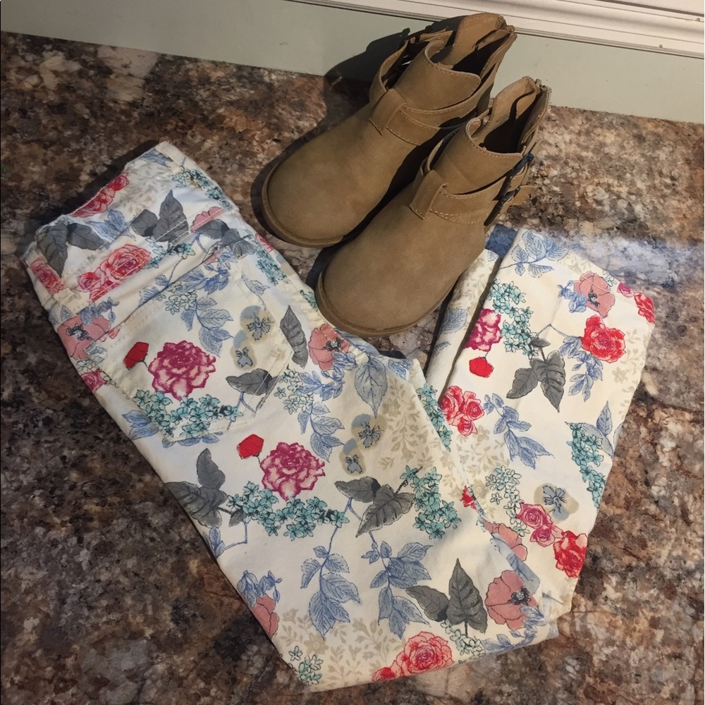 Floral print skinny jeans