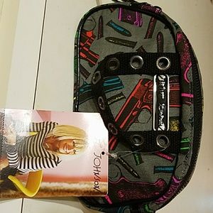 Betsey Johnson grey ammo cosmetics bag