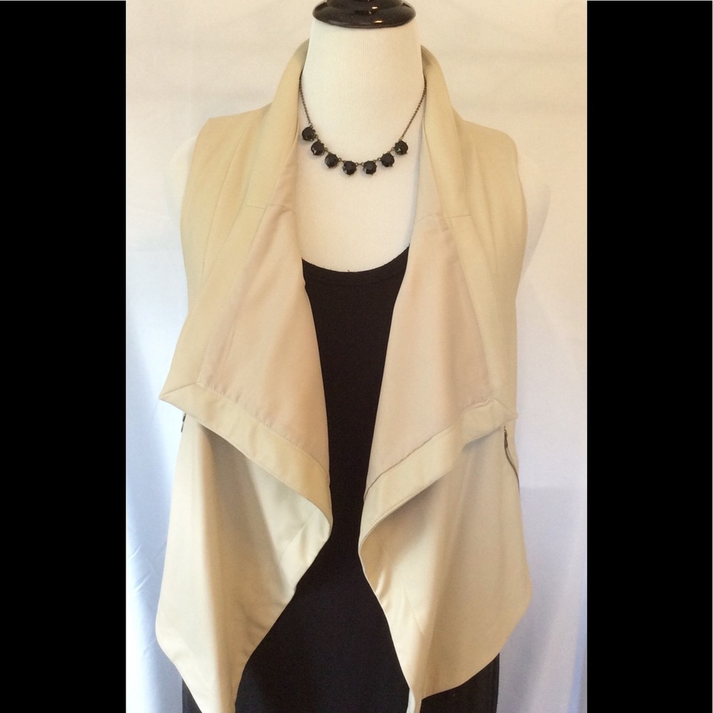 Faux leather drape front vest