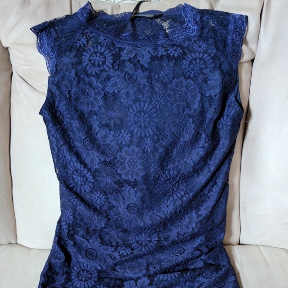 Navy blue lace sheath dress - Picture 4 of 6