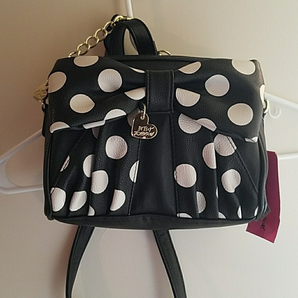 NWT Betsey Johnson black bow crossbody