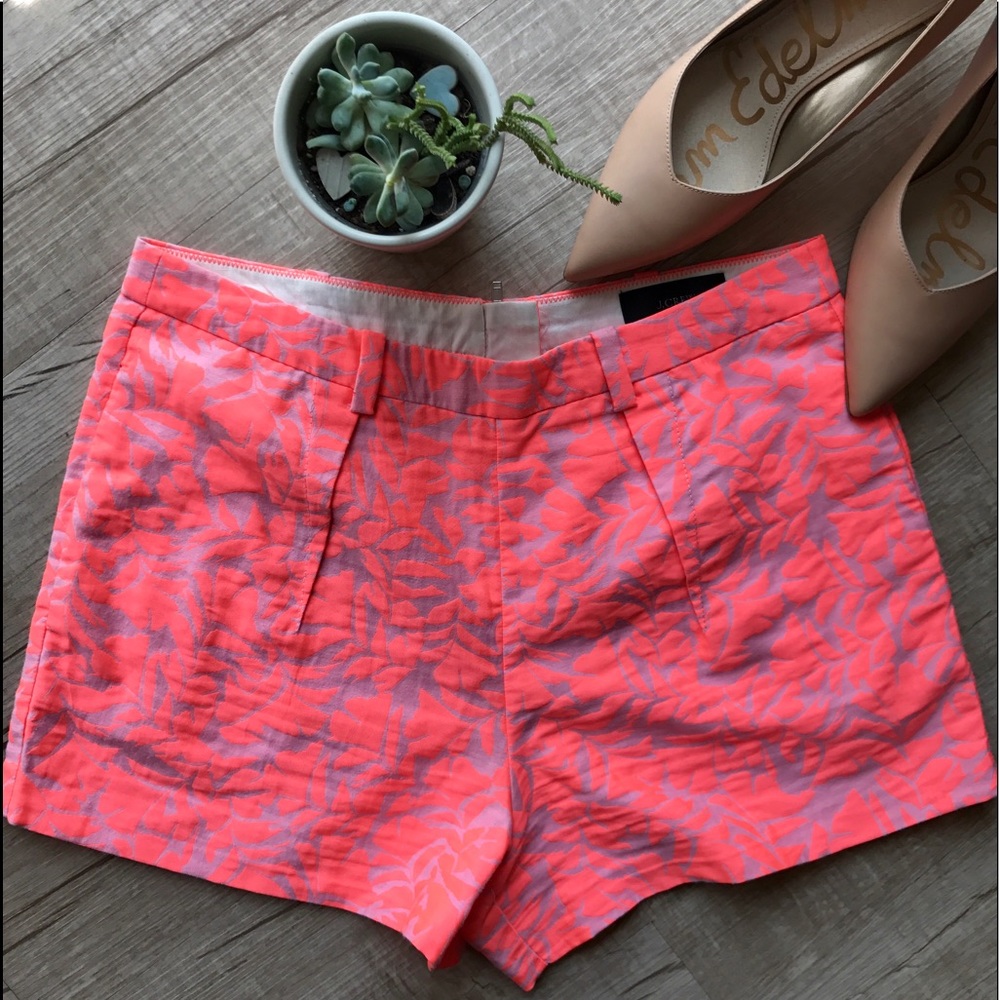 J Crew Tap Shorts in neon Jacquard