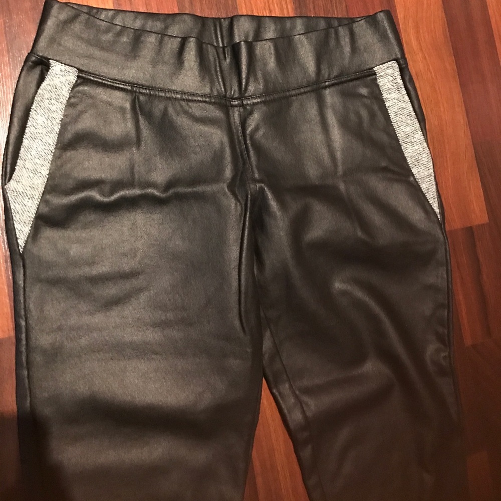 Black leather joggers