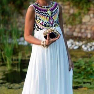 White Long Aztec Dress