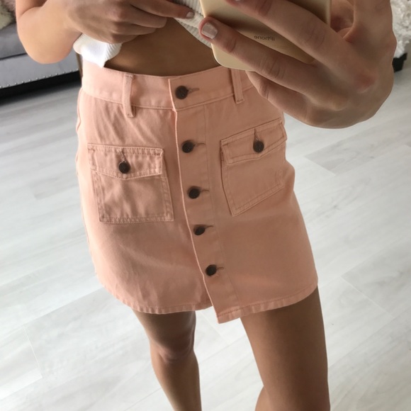 MINKPINK Dresses & Skirts - MINKPINK Button Front Pink Denim Mini