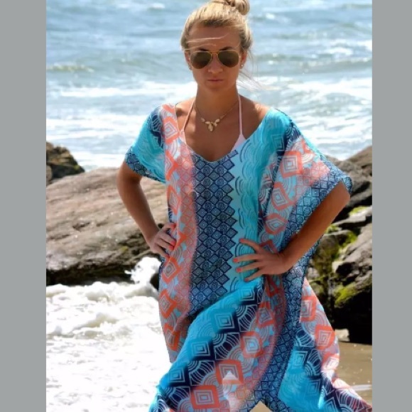 unbranded Other - Kaftan Long Maxi Swimwear Cover Up One Size NWOT