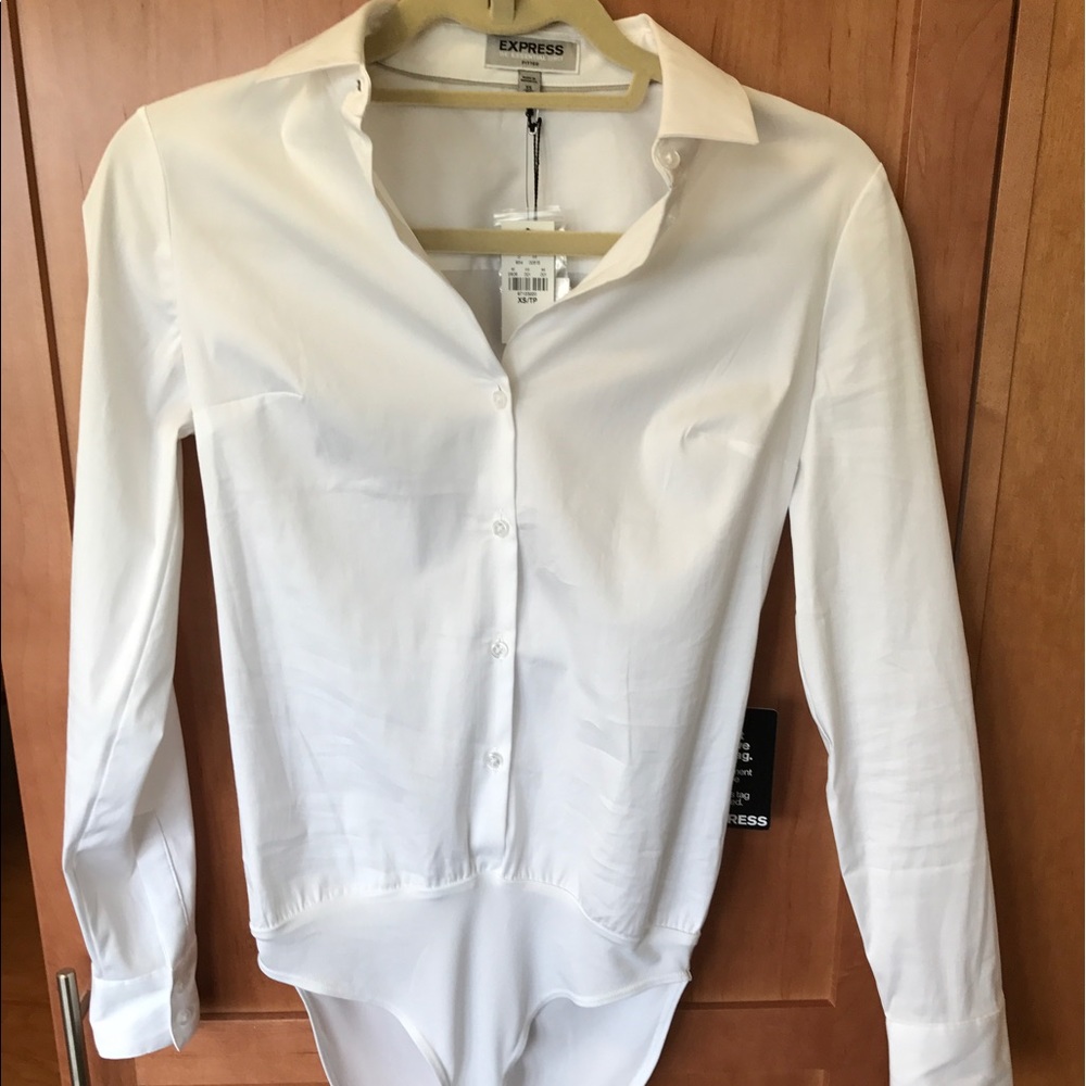 NWT Fitted Long Sleeve Dress Shirt Bodysuit Sz XS