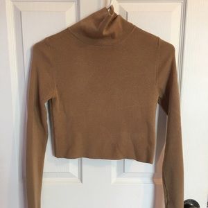 Forever 21 Long Sleeve Turtle Neck Camel Crop Top