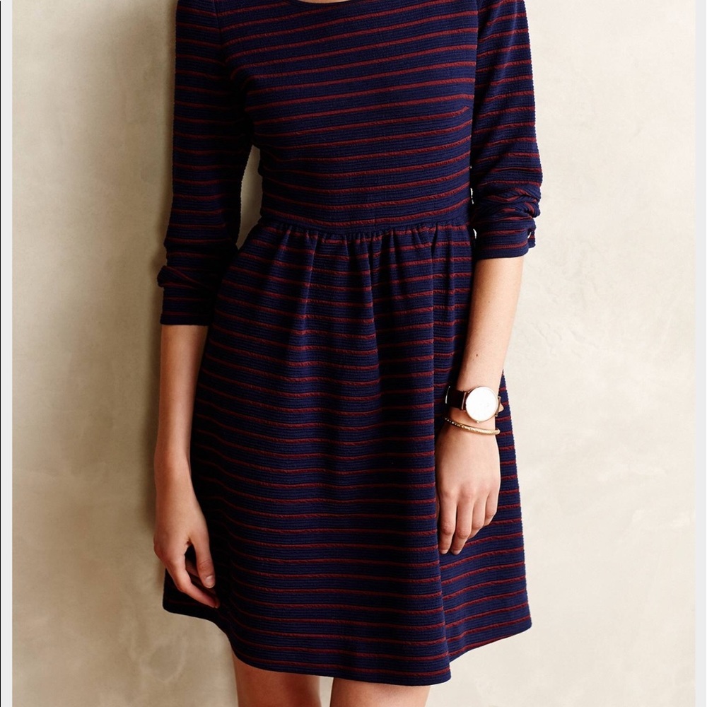 Navy & Burgundy Anthropologie Dress