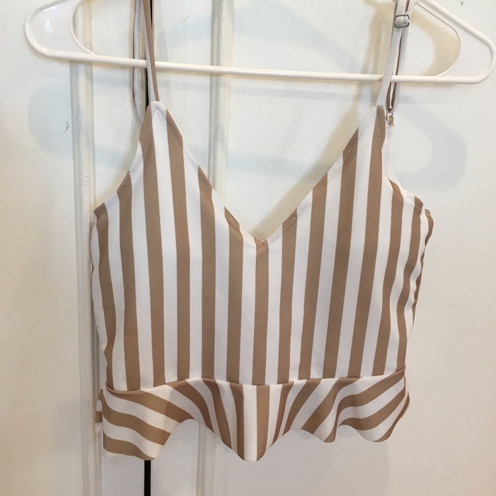 Kortni Jeane scoop back top tan stripes