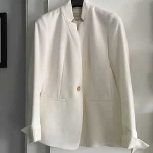 White Stretch Notched blazer