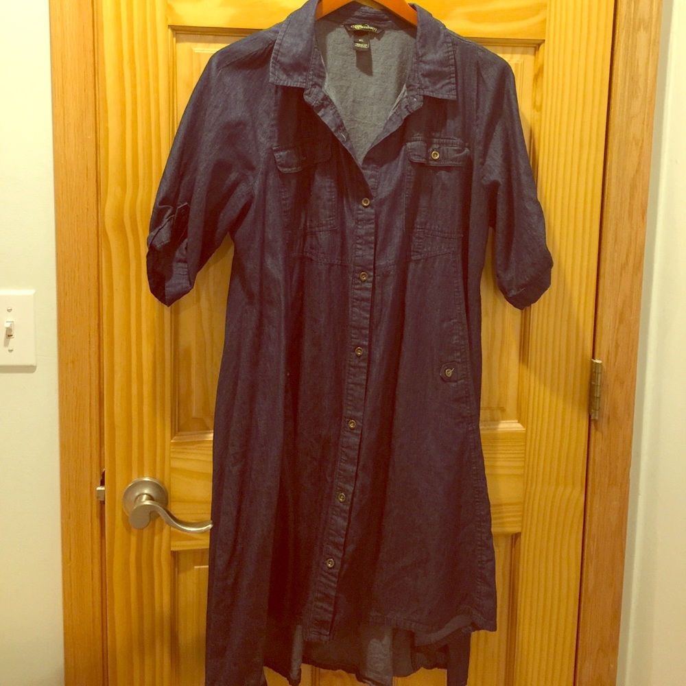 Denim Button Up Flowy Dress