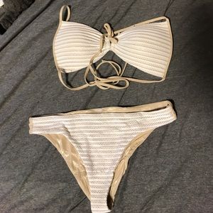 White/nude Diane's two piece bathing suit