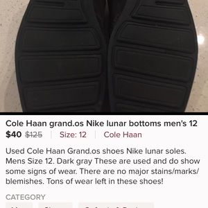 Copy listing for Cole Haan Nike lunar