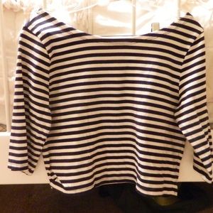 Blue and White Striped Crop Top