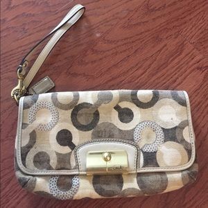 Sequined Coach Wristlet