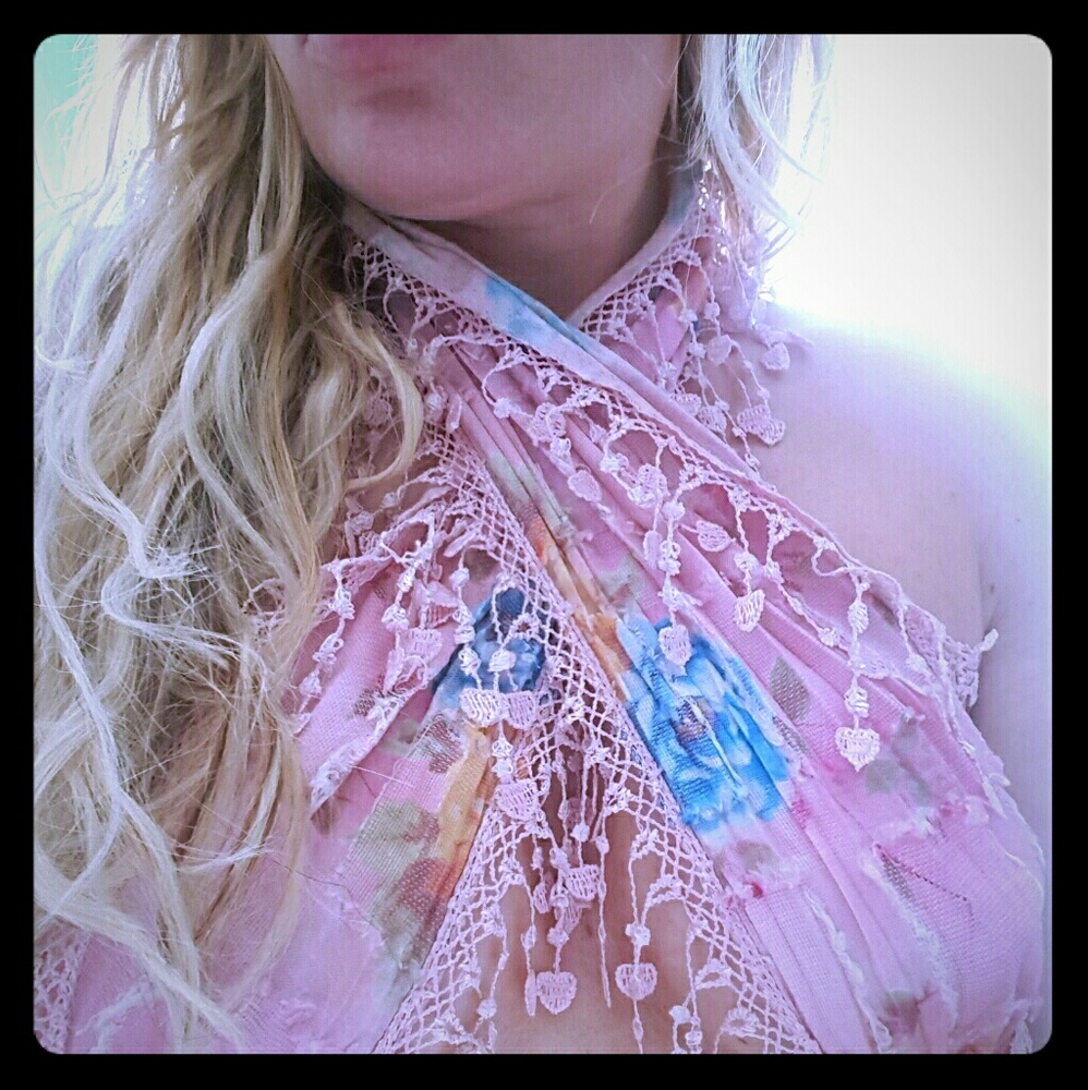 Light pink floral Turkish Scarf