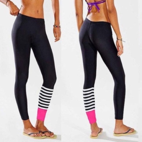 Black Leggings with pink and white stripes. NWT - Picture 4 of 4