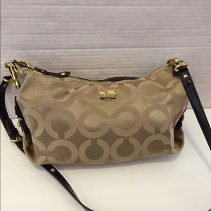 Authentic Coach Signature Jacquard shldr purse.