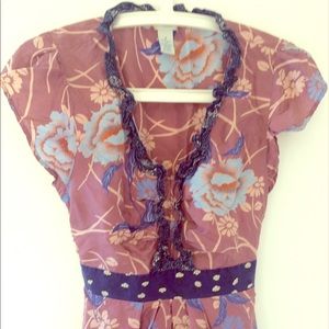 Anthropologie Odille silk floral print blouse