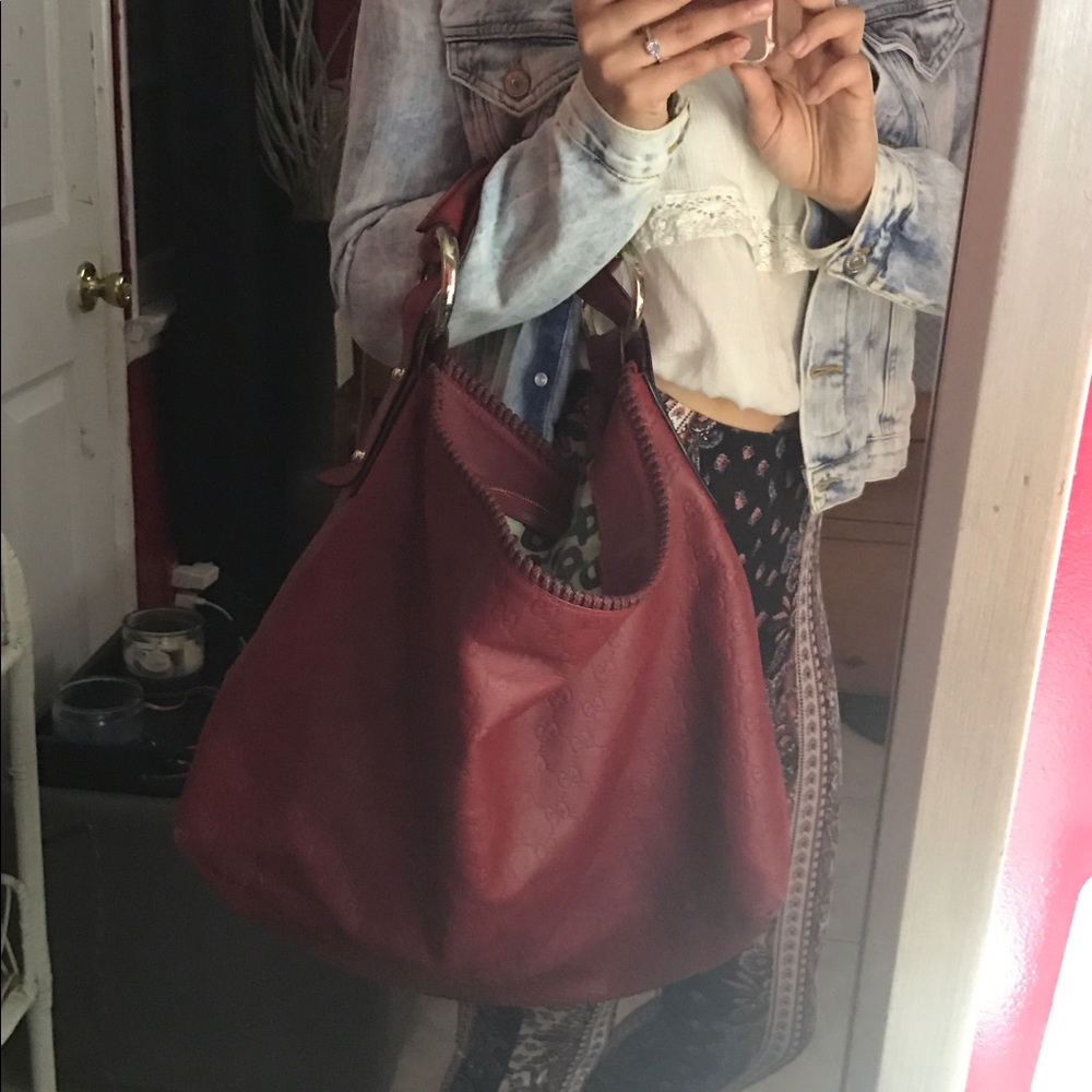 Gucci large leather horsebit hobo