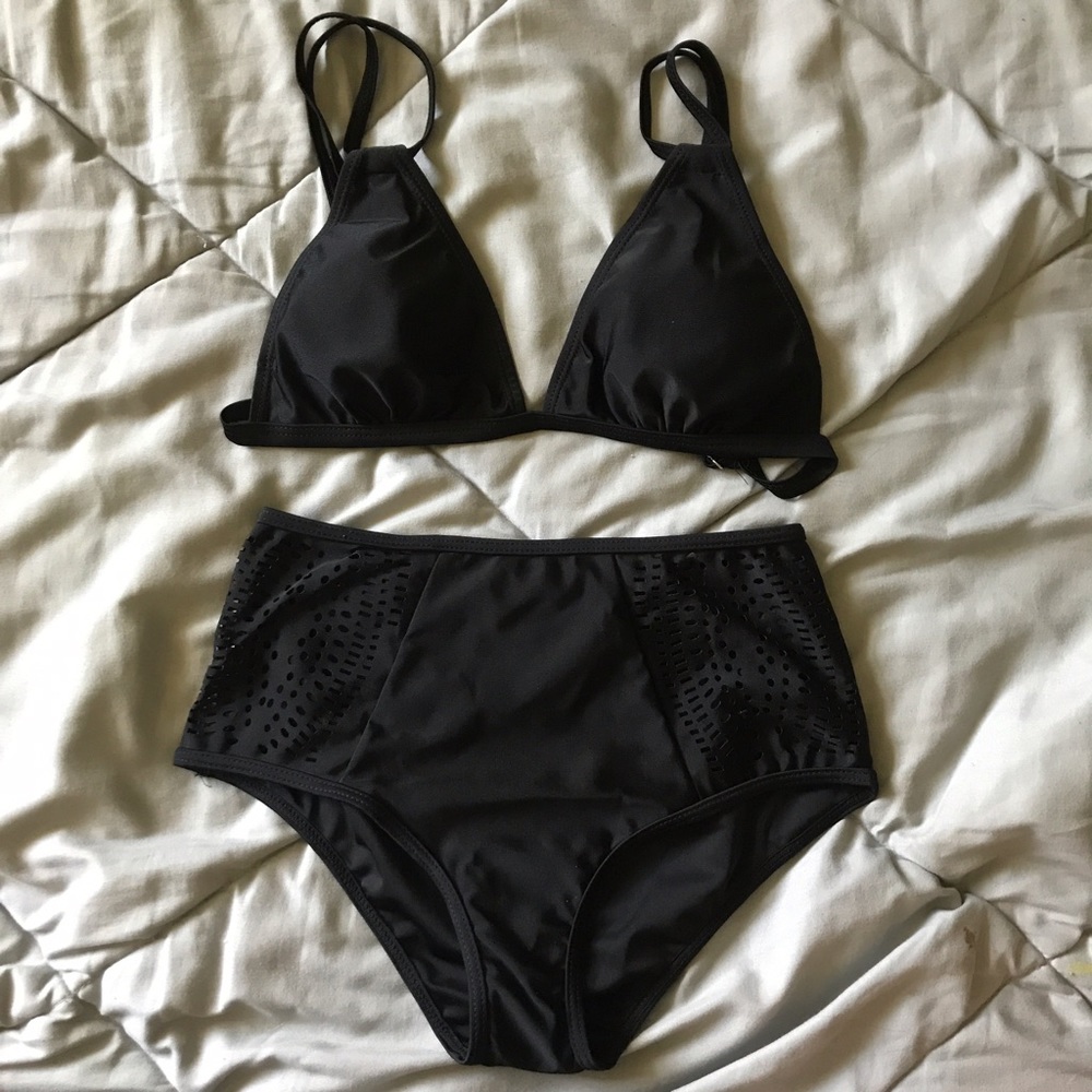 Black high waisted swim wear