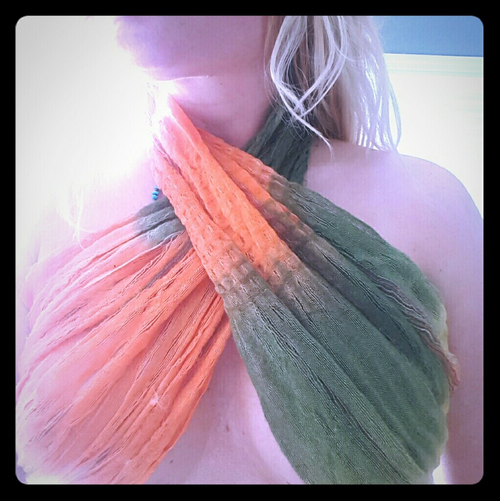 Jamaican orange green & Yellow scarf