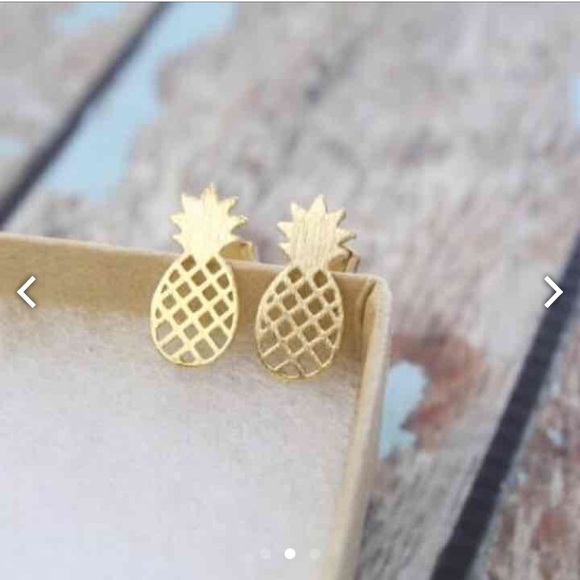 18K gold Pineapple earrings studs - Picture 2 of 2
