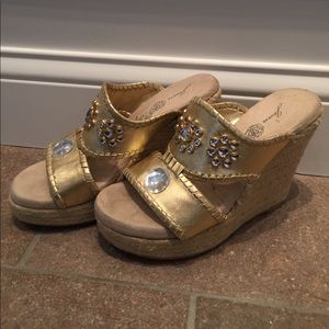 Bejeweled Gold Espadrilles