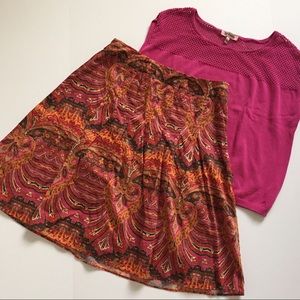 Talbots   Paisley A line skirt
