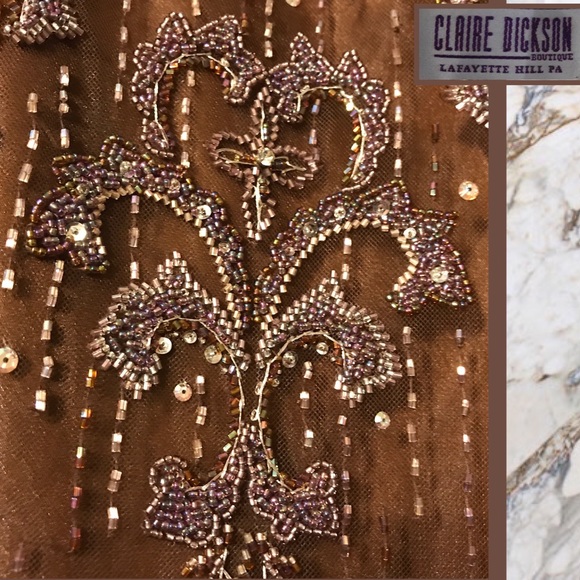 CLAIRE DICKSON Stunning Brown Hand Sewn Bead Gown - Picture 5 of 7