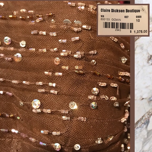 CLAIRE DICKSON Stunning Brown Hand Sewn Bead Gown - Picture 6 of 7