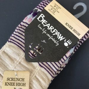 BearPaw Knee High Socks Striped Ruffled Pink