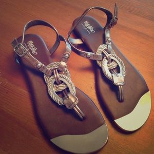 Silver and brown sandals