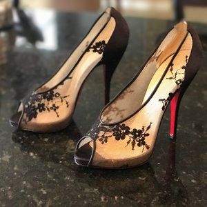 Christian Louboutin black Lace Fetilo 120 39.5