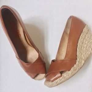Sold! Michael Kors Straw Wedge Leather Espadrille