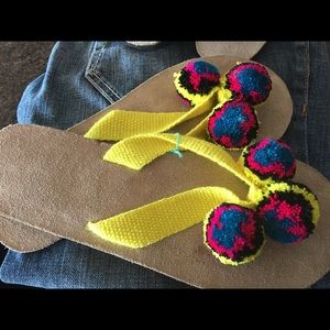 Yellow Pom-Pom sandals Made in Colombia