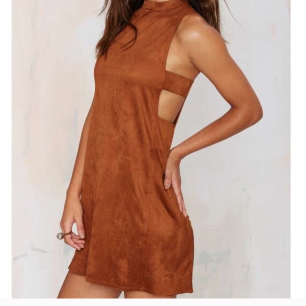 Brown suede dress