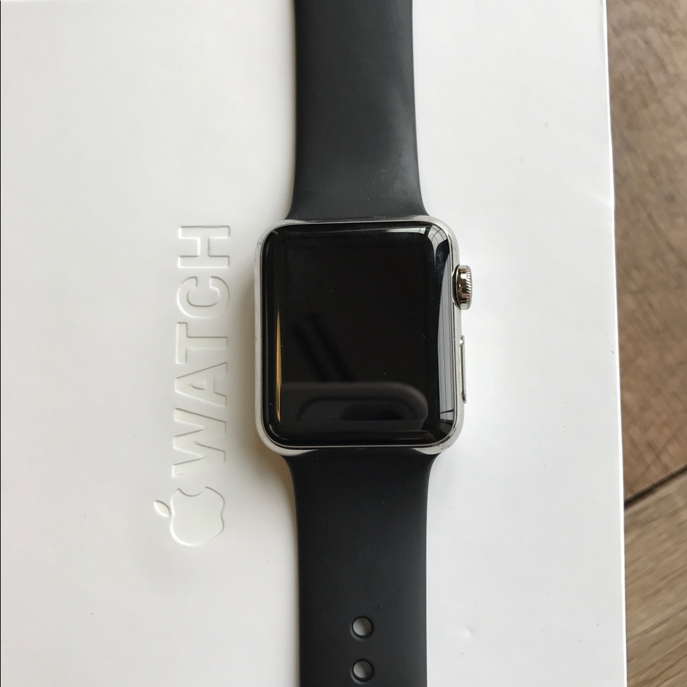 38mm Stainless Steel Apple Watch Black Sports Band