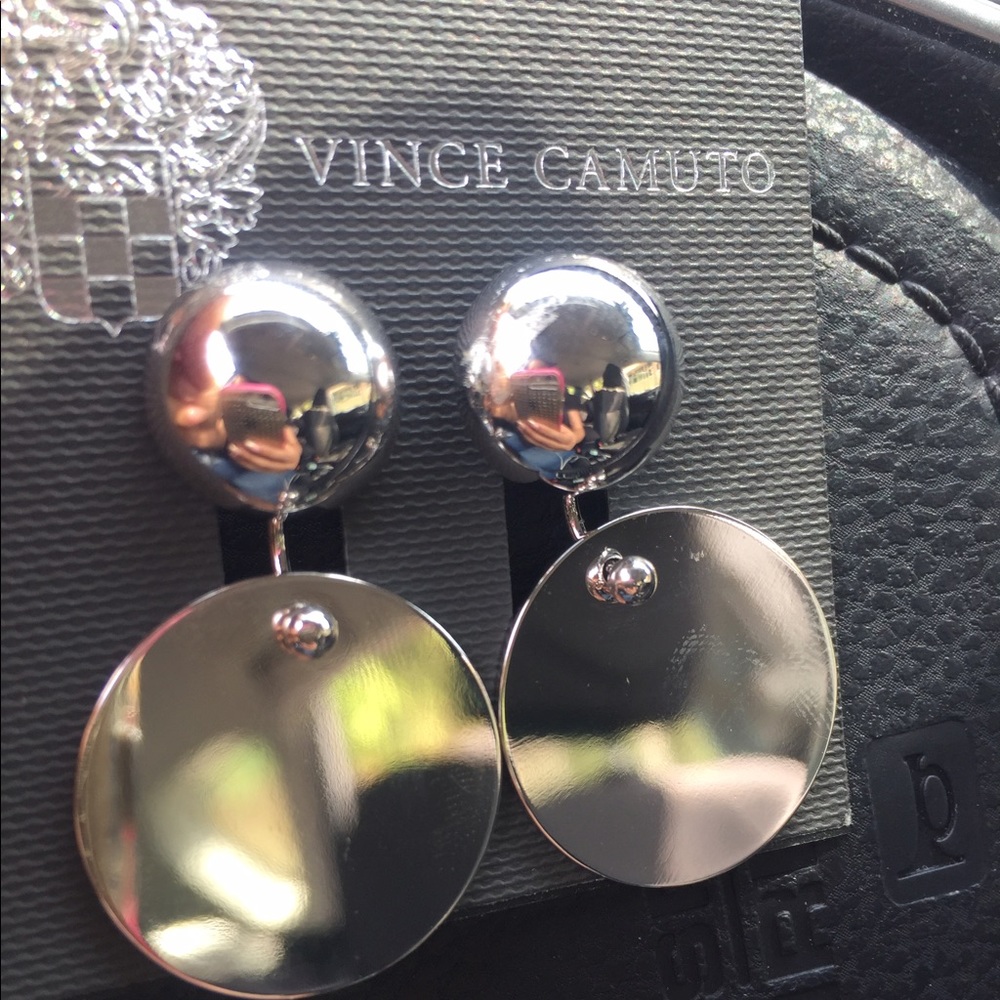 Vince Camito dual circle drop earings.