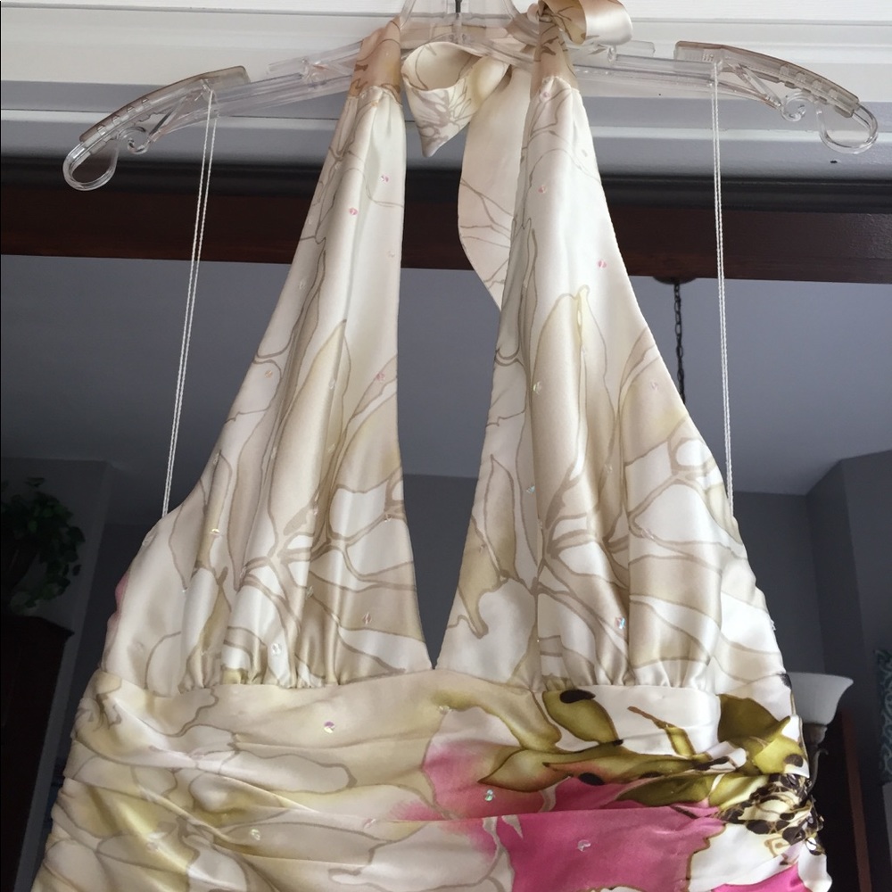 Adrianna Papell occasion silk halter dress. - Picture 3 of 4