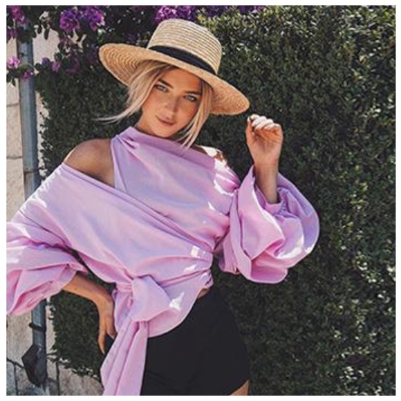 Berry Pink Ruffle Sleeve Wrap Top D12 - Picture 5 of 5