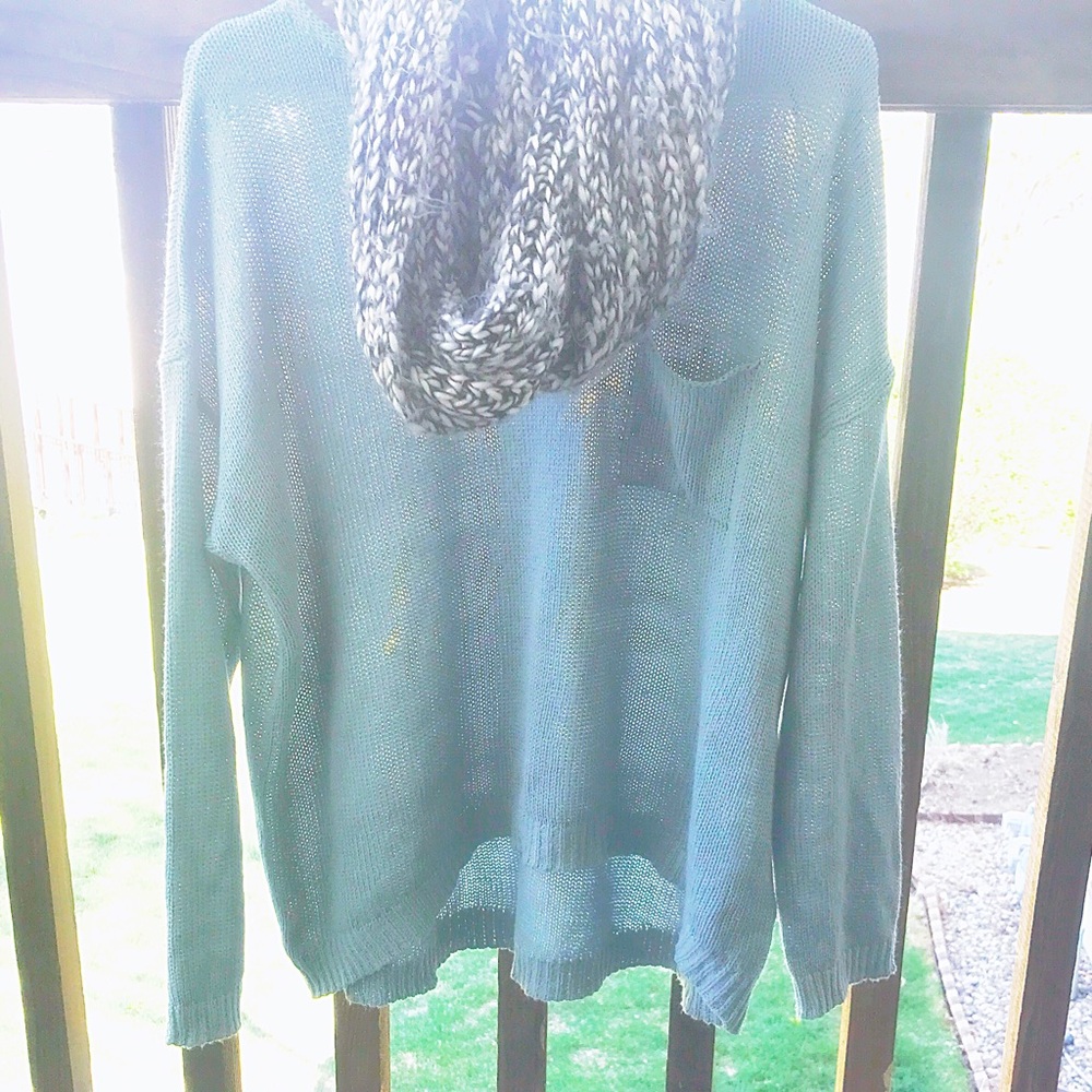 H&M loose knit mint/teal pocket sweater!