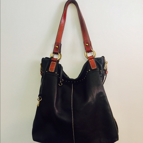 SOLD Black Fossil Leather Purse Shoulder Bag - Picture 4 of 6