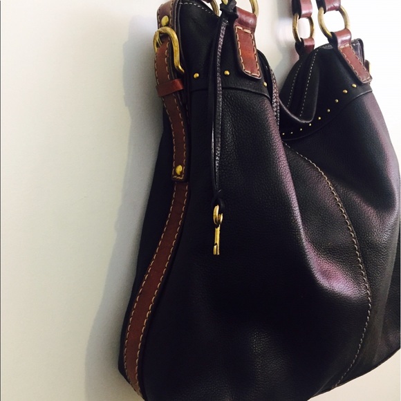 SOLD Black Fossil Leather Purse Shoulder Bag - Picture 5 of 6