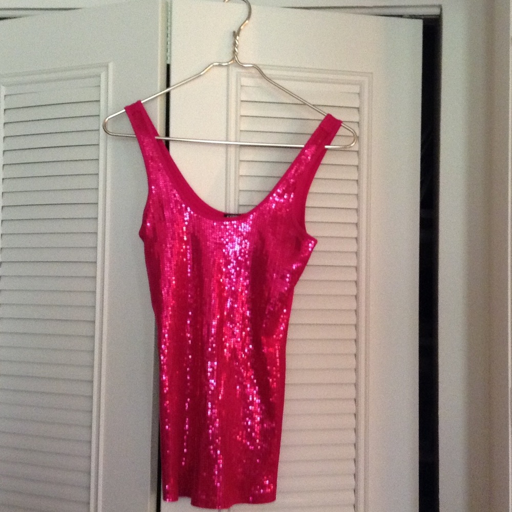 Express dark pink sequin tank top