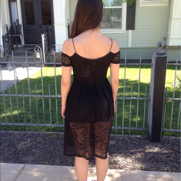 Black Off the Shoulder Lace Dress-Last One - Picture 4 of 5