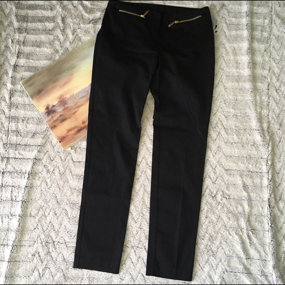 NWT Alfani Black Slim Leg Pant w/Zipper Detail Sz4
